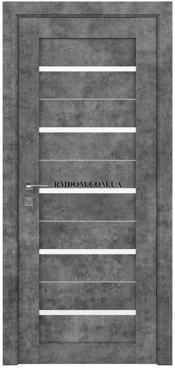 Міжкімнатні двері Rodos колекція Modern модель Lazio, Сірий мармур, Сатин білий