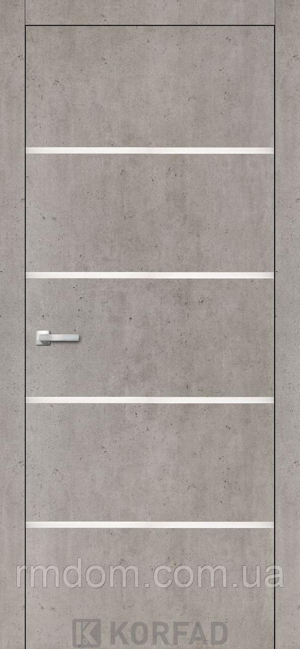 Межкомнатные двери Korfad Aluminium Loft Plato-05, Лайт бетон, Алюминий, В цвет полотна